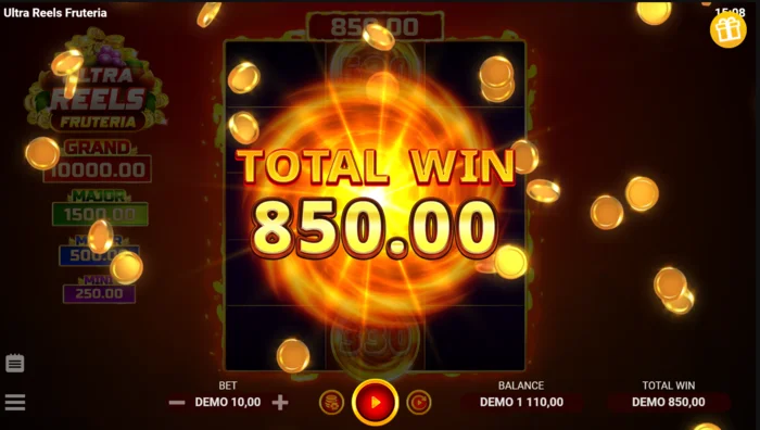 Ultra Reels Fruteria - final screen with collected prize